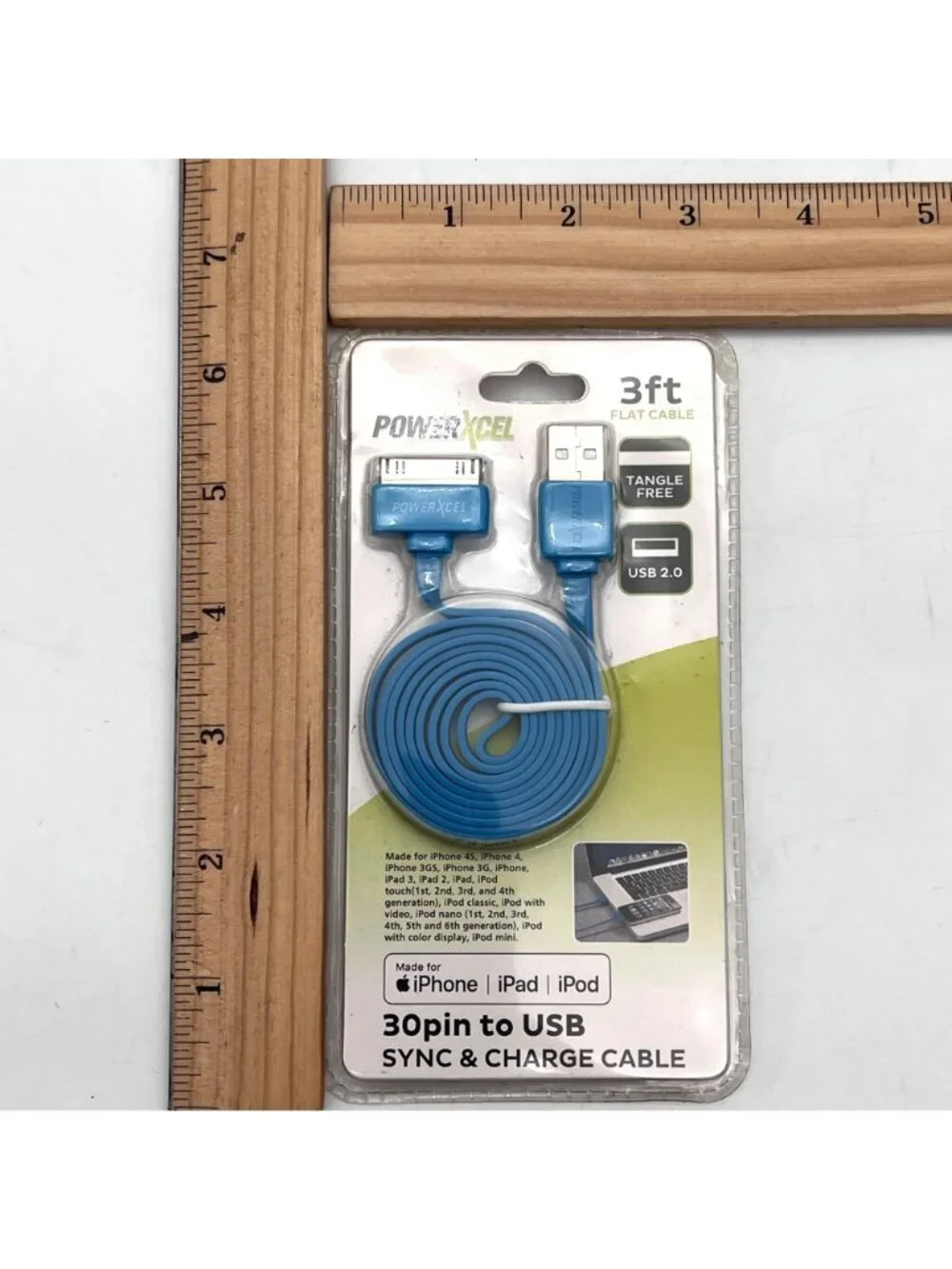 PowerXcel 3ft Flat 30-Pin To USB Sync & Charge Cable For iPhone/iPad/iPod New